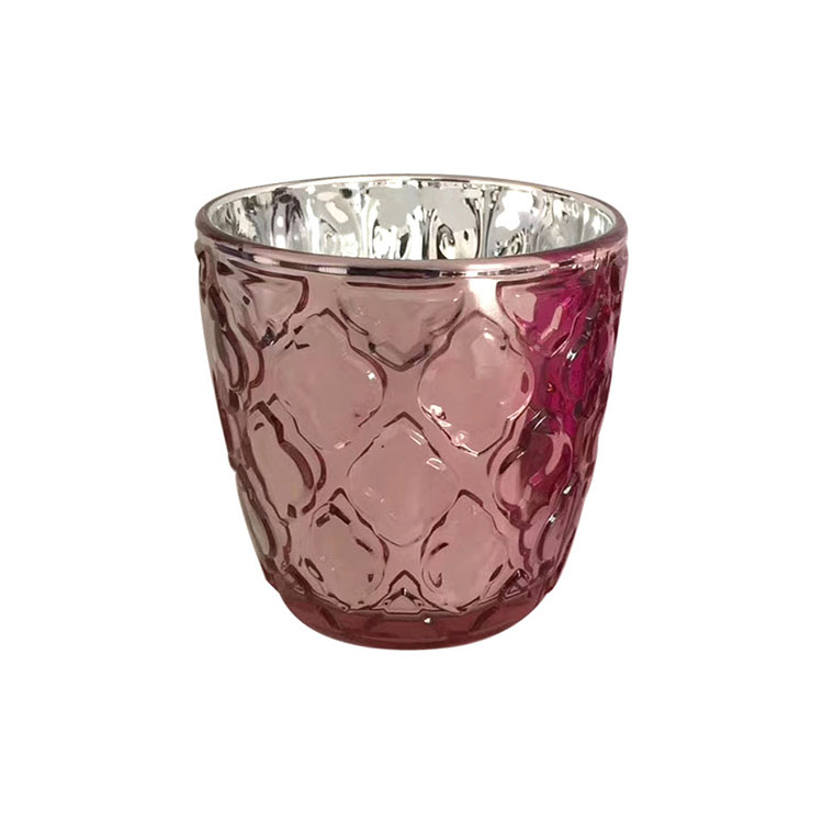 10oz decorative electroplate and colored glass candle holder for wedding and party