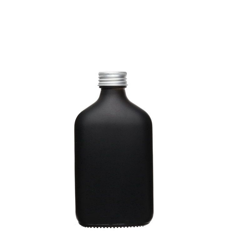 Best seller 200ml empty flat glass black flask bottle bottles for cold ...