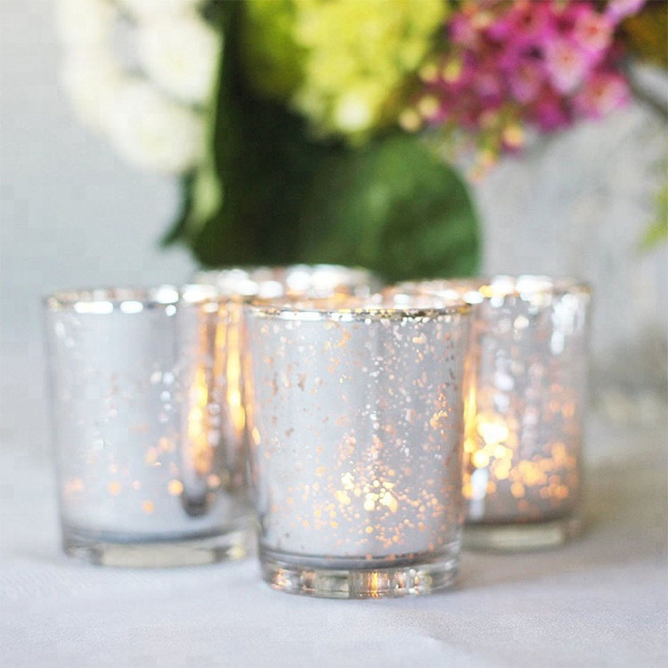 Silver Mercury Glass Votive Candle Holders For Home Decoration High Quality Glass Tealight