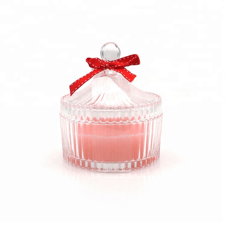 8oz Luxury Glass Candle Jar With Lid For Home Decoration High Quality Luxury Glass Candle Jar 5707