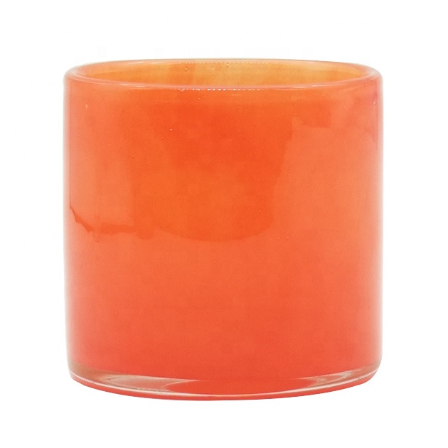 8oz orange glass candle holders candle jars round 250ml, High Quality