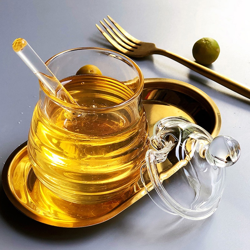 280ml Cheap empty glass honey jars glass bee shaped honey jar glass
