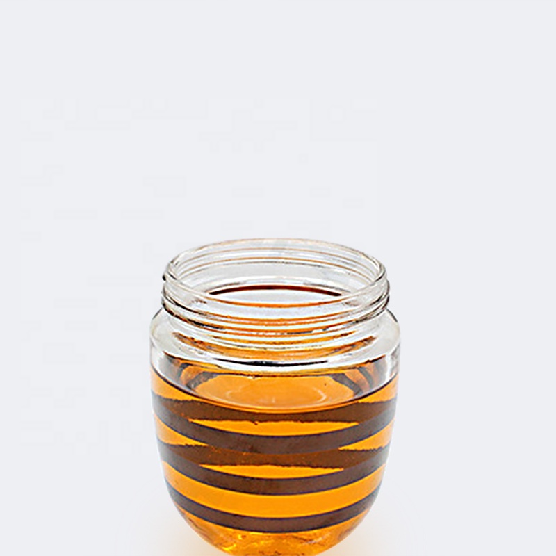 Airtight Glass honey jars bee shaped honey jar with plastic lid 