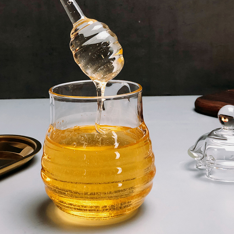 280ml Cheap empty glass honey jars glass bee shaped honey jar glass