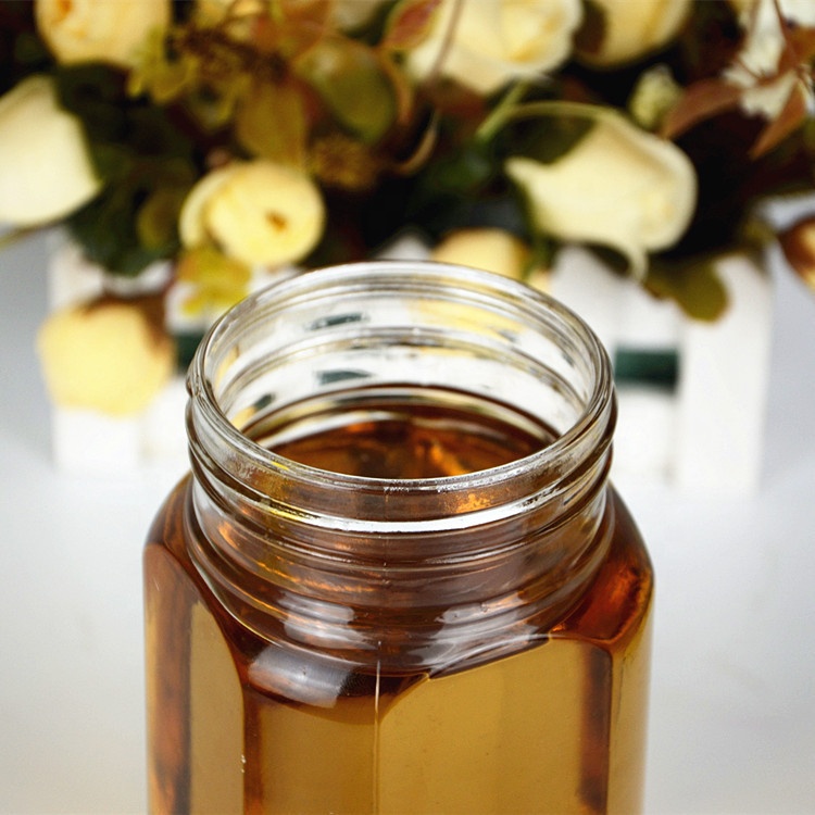 Kitchen glass jar with box recycle glass honey jars for honey jam 