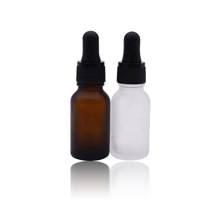 High Quality Custom Boston Round Bottle Serum 20ml E Liquid Glass Cosmetic Bottle Frosted Serum