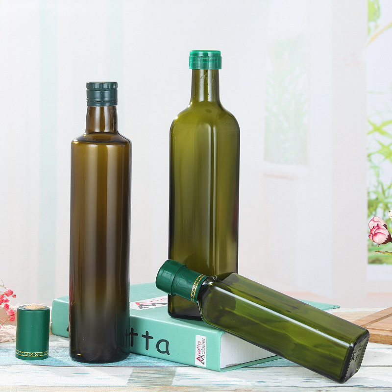 Download 1000ml 750ml 500ml Square Dark Green Glass Olive Oil Bottle, High Quality Dark Green Glass Olive ...