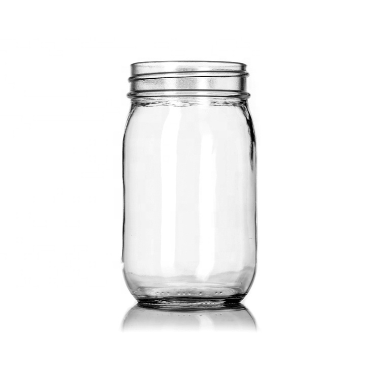 In Stock 16oz 500ml Clear Round Glass Mason Jar for Honey Candle Candy with Metal Lids 