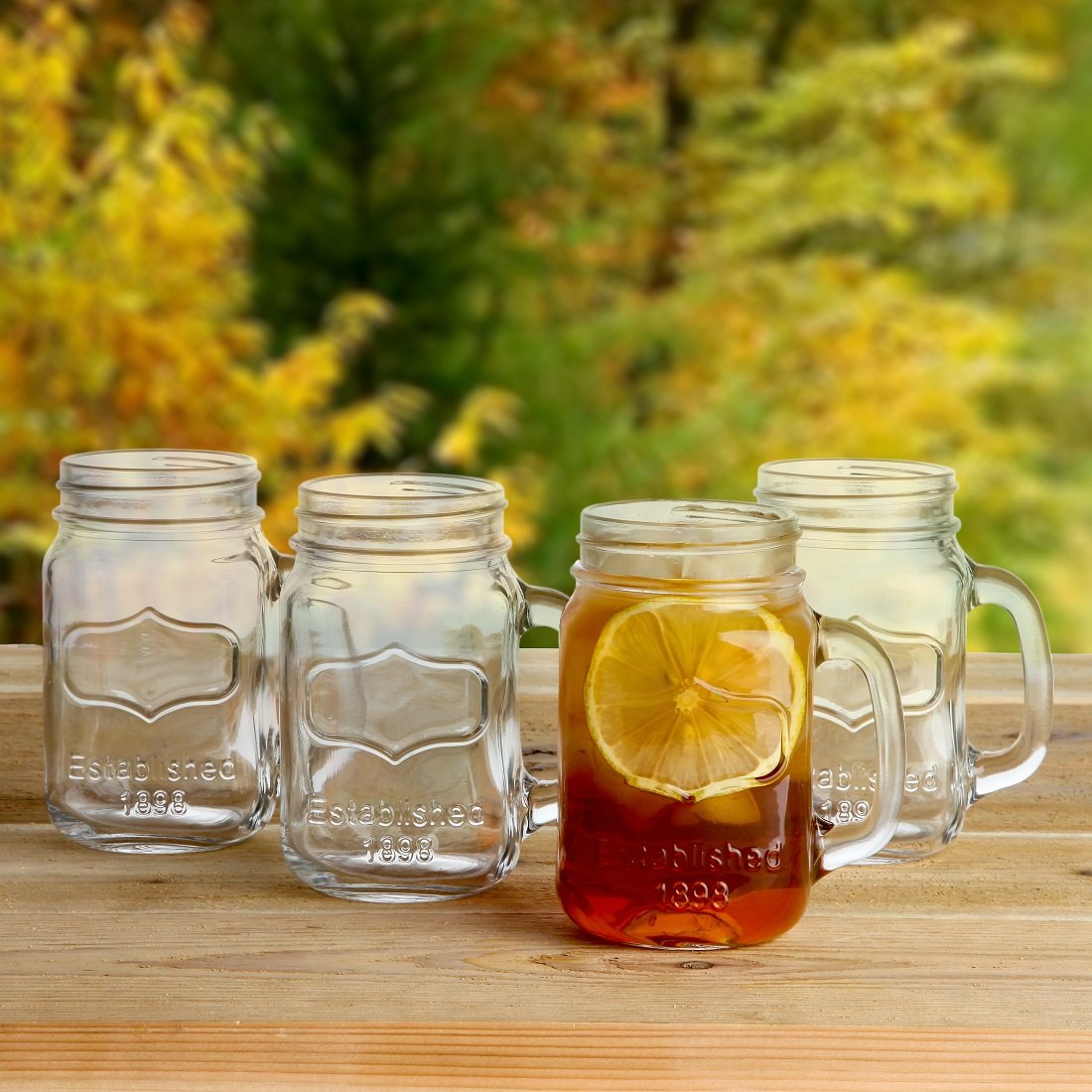Mason Jar Mugs with Handles Old Fashioned Drinking Glass 16oz 