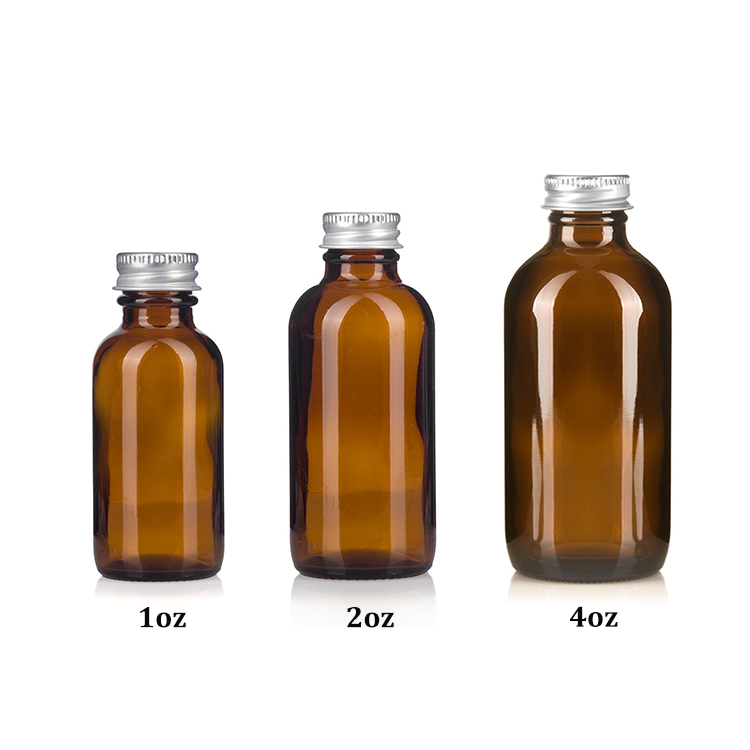 4oz 120ml Amber Round Cosmetic Bottle for Frefume Essential Oil with Aluminium Caps 
