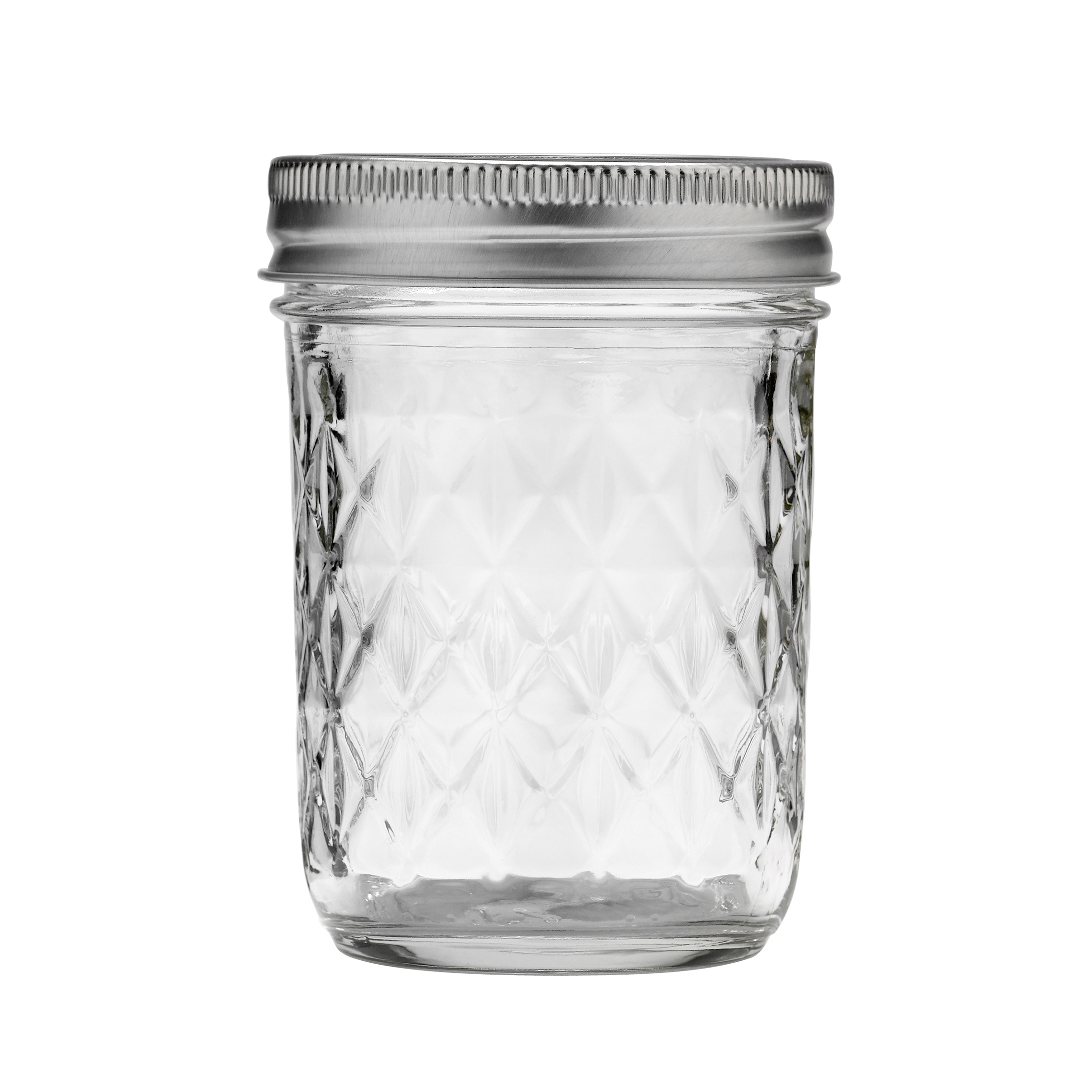 Wholesale 8oz 250ml Glass Mason Jar Wide Mouth Cake Jar Metal Lid with Diamond Emboss Logo 