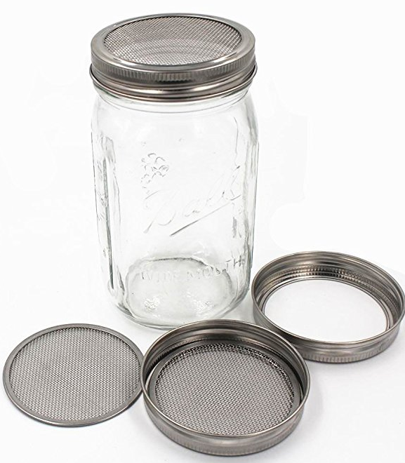 2 Pack 32oz Glass Mason Jar Set Sprouting Kit with Stainless Steel Tray 