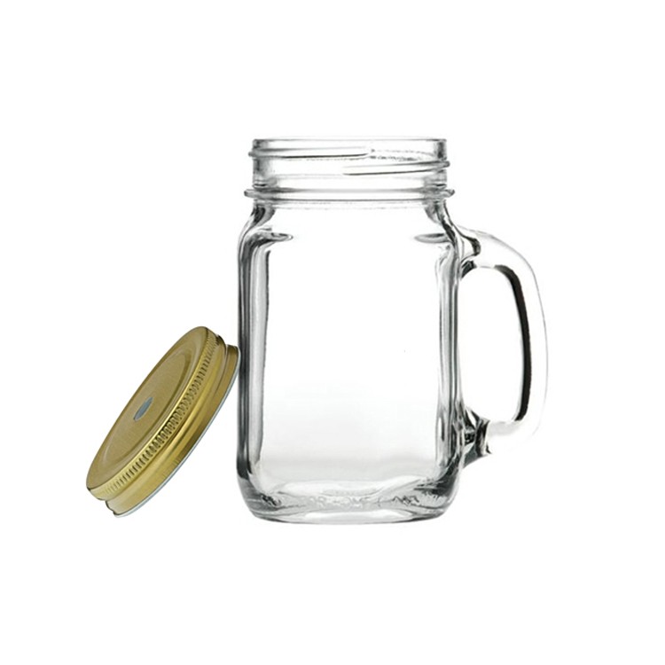 16oz 480ml Glass Mason Jar Drinking Mugs with Handle 