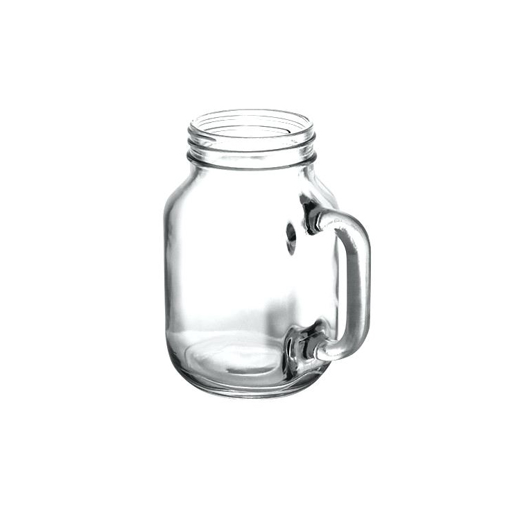 Custom Regular Mouth 600ml 20OZ Handle Drink Glass Mason Mugs Jars 