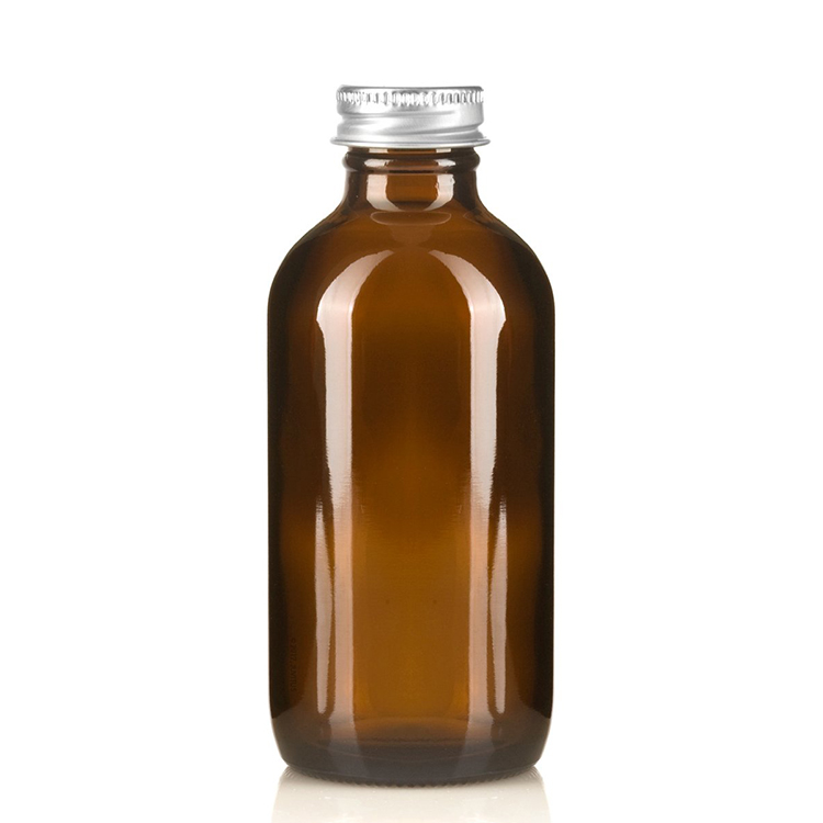 4oz 120ml Amber Round Cosmetic Bottle for Frefume Essential Oil with Aluminium Caps 