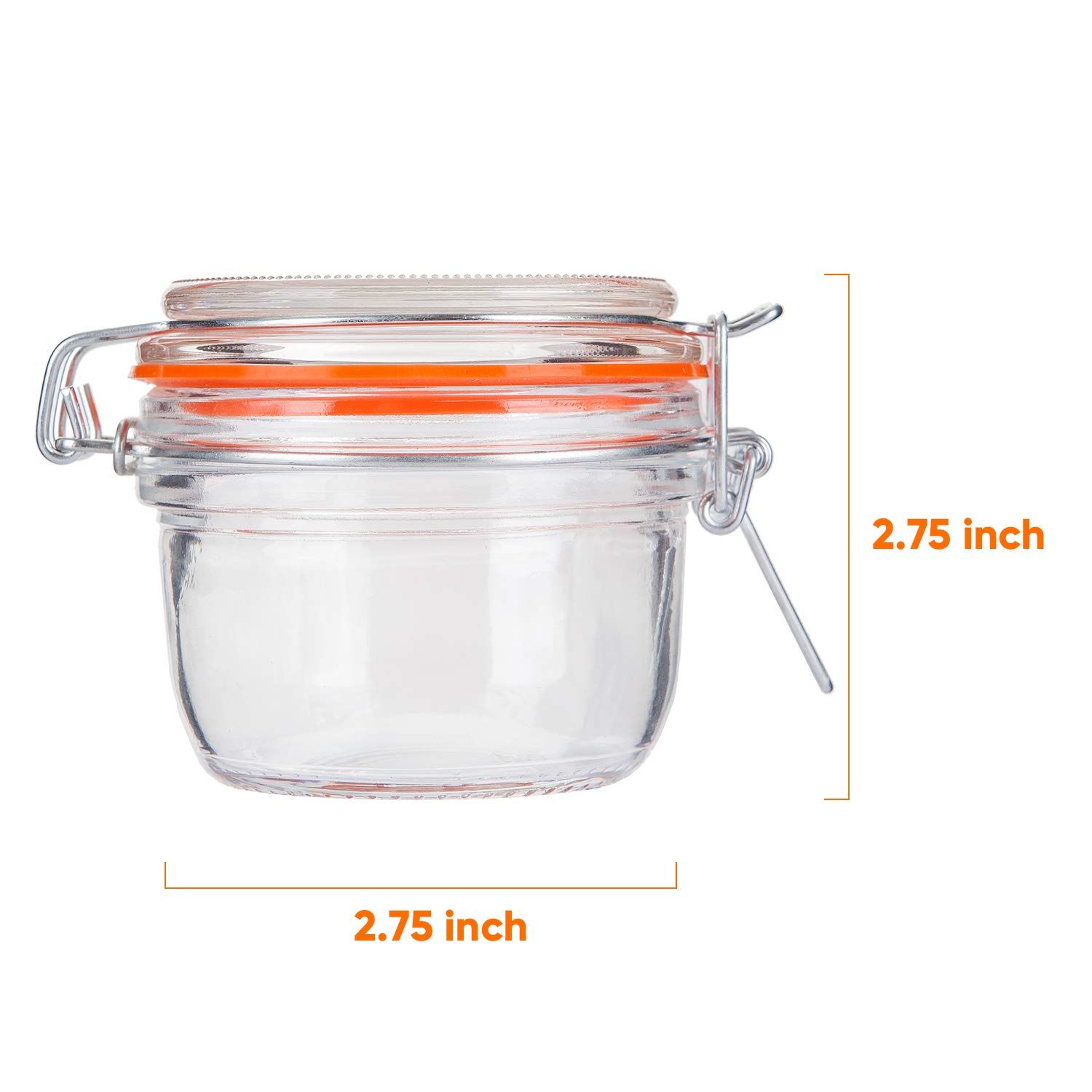 Clear Round 200ml Food Storage Jar Glass Mason Jar with Stainless Steel Flip Lid 