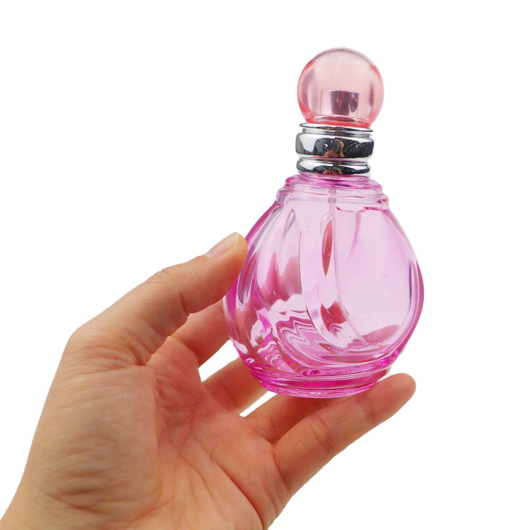 Wholesale 100ml Pink Oval Flat Luxury Perfume Glass Spray Bottle For Lady High Quality 100ml 9969