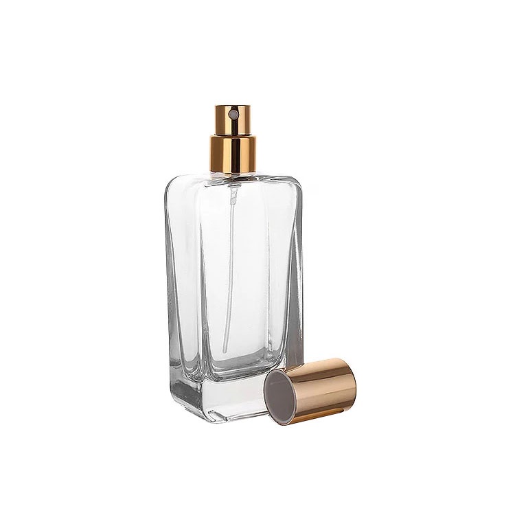 Free samples 50ml rectangular empty perfume spray clear glass bottle ...