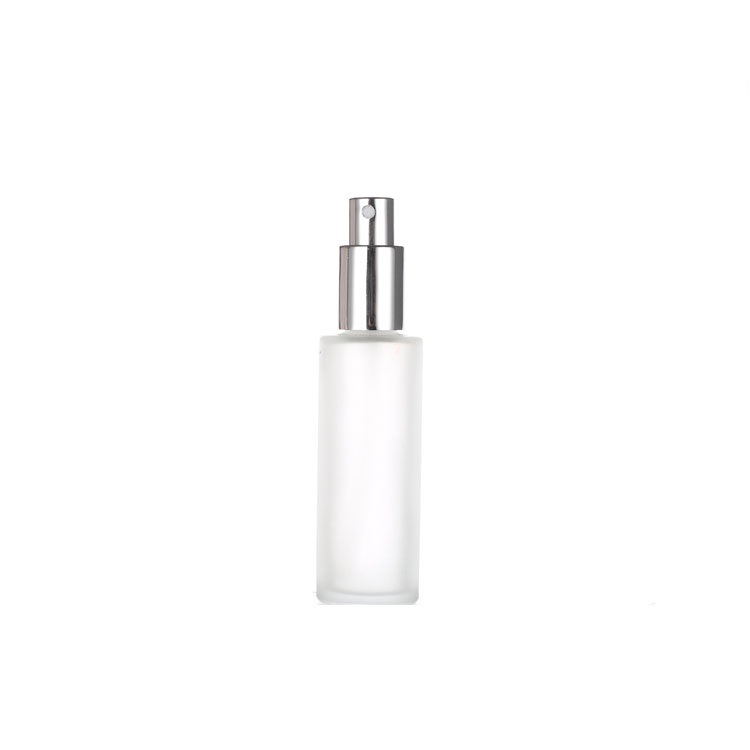 41ml White frosted cylinder spray perfume glass bottle with silvery cap ...