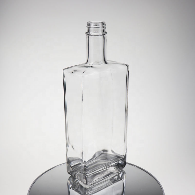 Clear 500ml glass square flat bottle for vodka whiskey gin rum tequila liqueur, High Quality ...