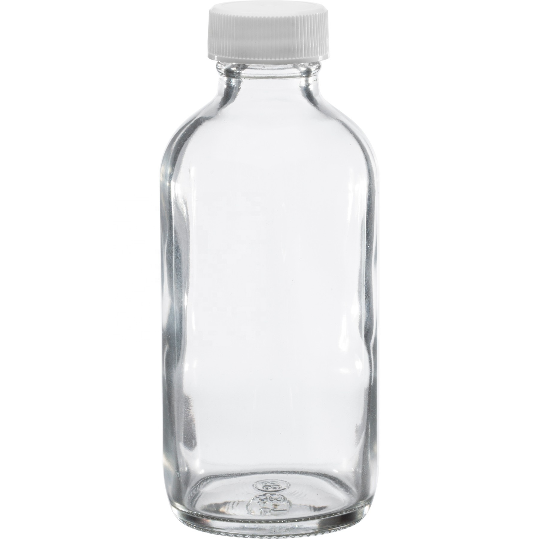 4 oz. 120Ml Printing Milk Drink Cosmetic Clear Boston Round Glass Bottle 