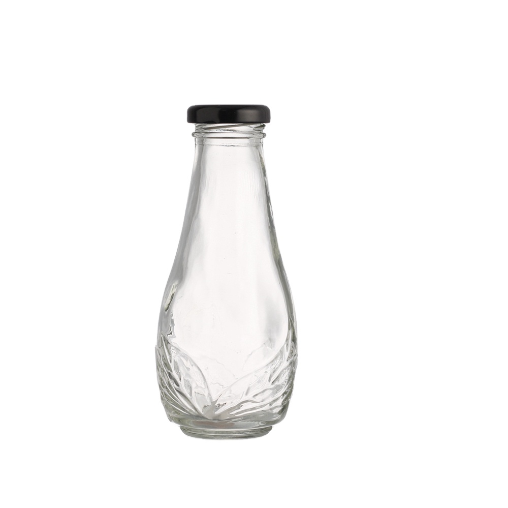 300ml Sleek Glass Juice Bottle with Metal Lid Manufacturer Factory