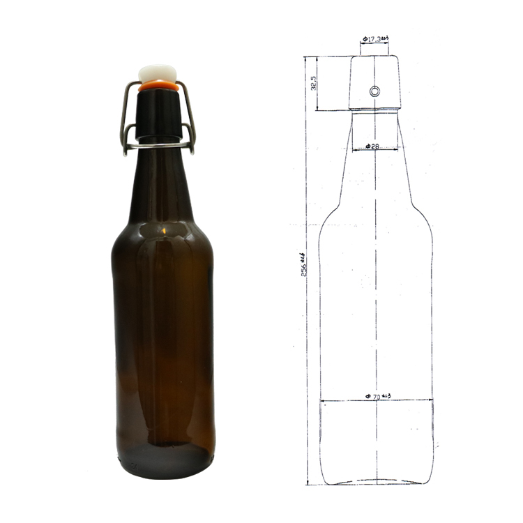 High Quality Empty Flint Color 500ml Glass Beer Bottle 