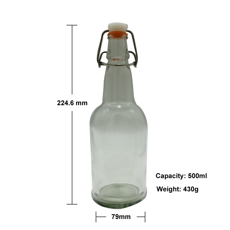 Clear Color 500ml 430g Glass Beer Bottle 