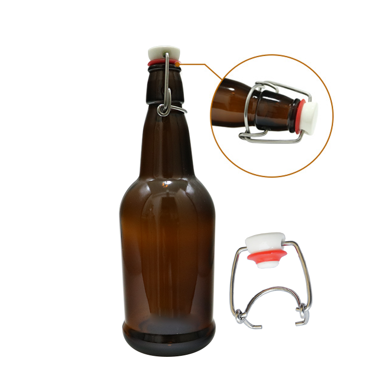 Manufacturer swing top glass beer bottles in Amber color 16oz/500ml 
