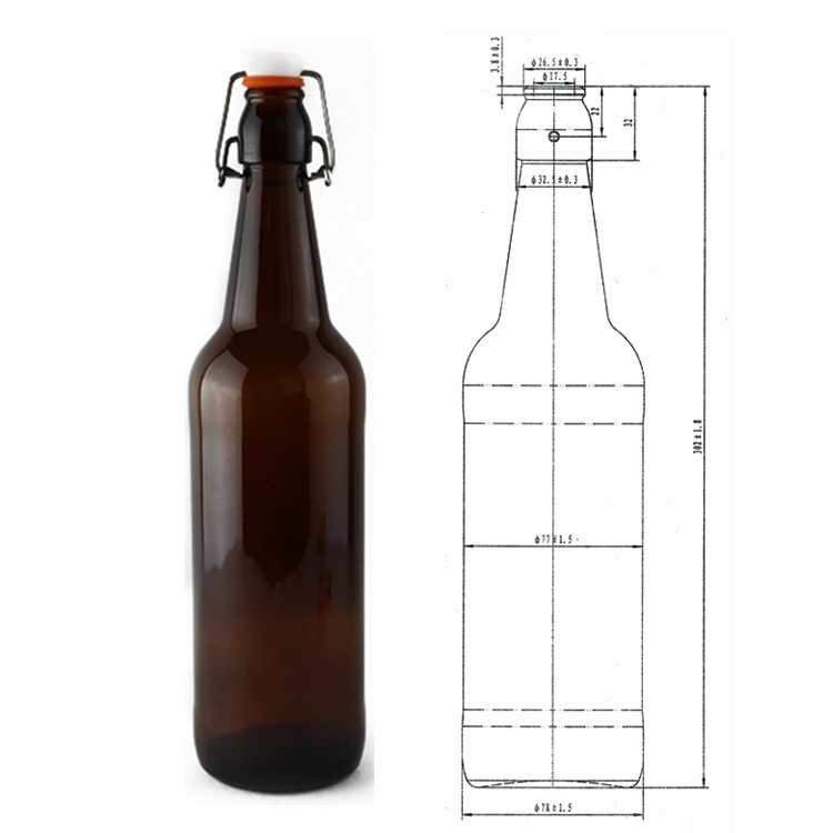 Factory Price 750ml Empty Brown Glass Beer Bottle With Crown Top