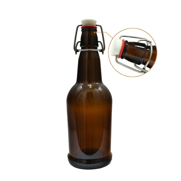Manufacturer swing top glass beer bottles in Amber color 16oz/500ml 