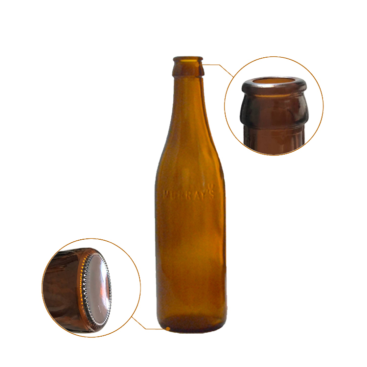 Wholesale empty 330ml amber beer glass bottle crown cap 