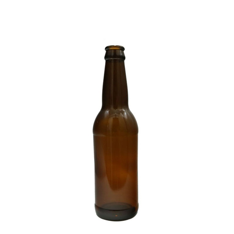 Empty 330ml dark green/amber beverage glass drinking beer bottle 