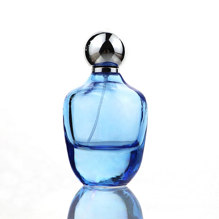 Pretty Round Blue 100ml Empty Crystal Glass Perfume Bottle, High ...