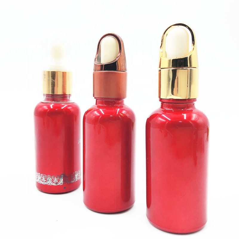 30ML Electroplating Red Glass Serum Bottle with Gold/Rose Gold Dropper ...