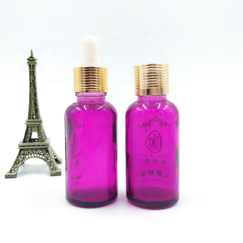 Oem/odm Purple Glass Bottle 30ml Essential Oil Bottle With Black Pump ...