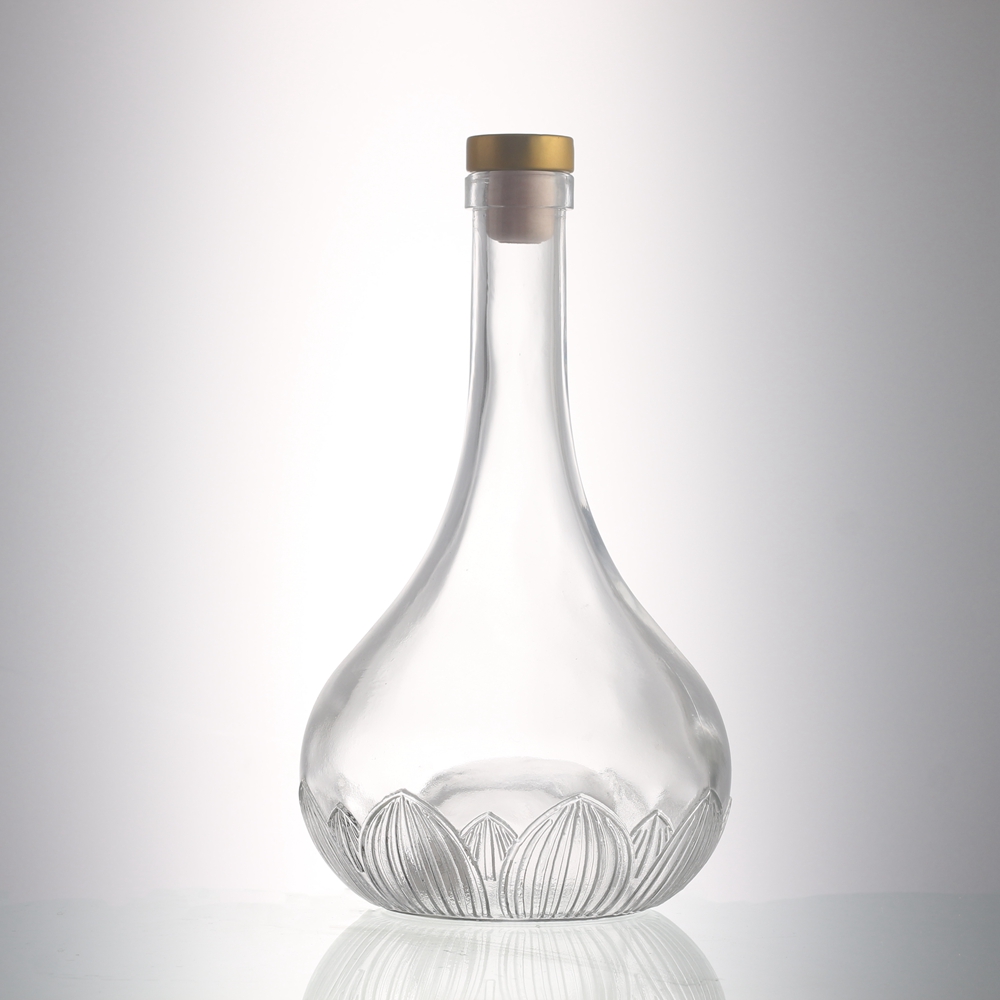 Download Custom high quality 500 ml transparent liquor vodka long neck glass bottle with stopper, High ...
