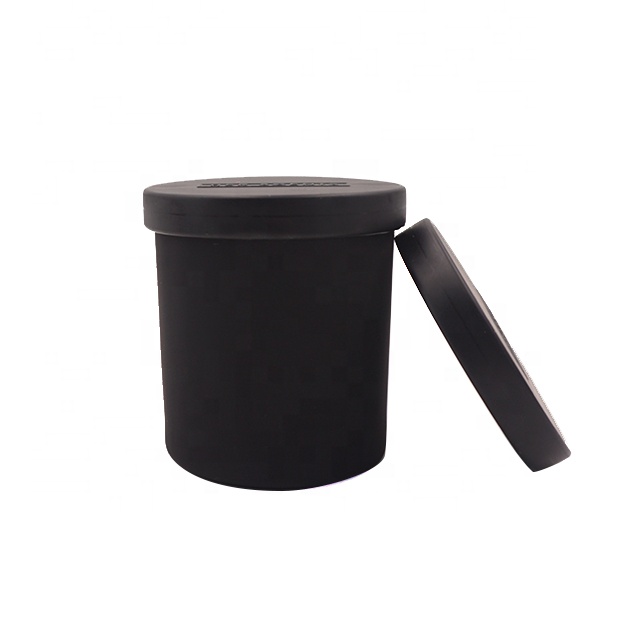 wholesale factory price black glass candle jar 200ml with custom black