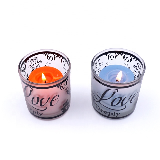 Hot custom logo frosted glass votive candle jar, High Quality unique ...