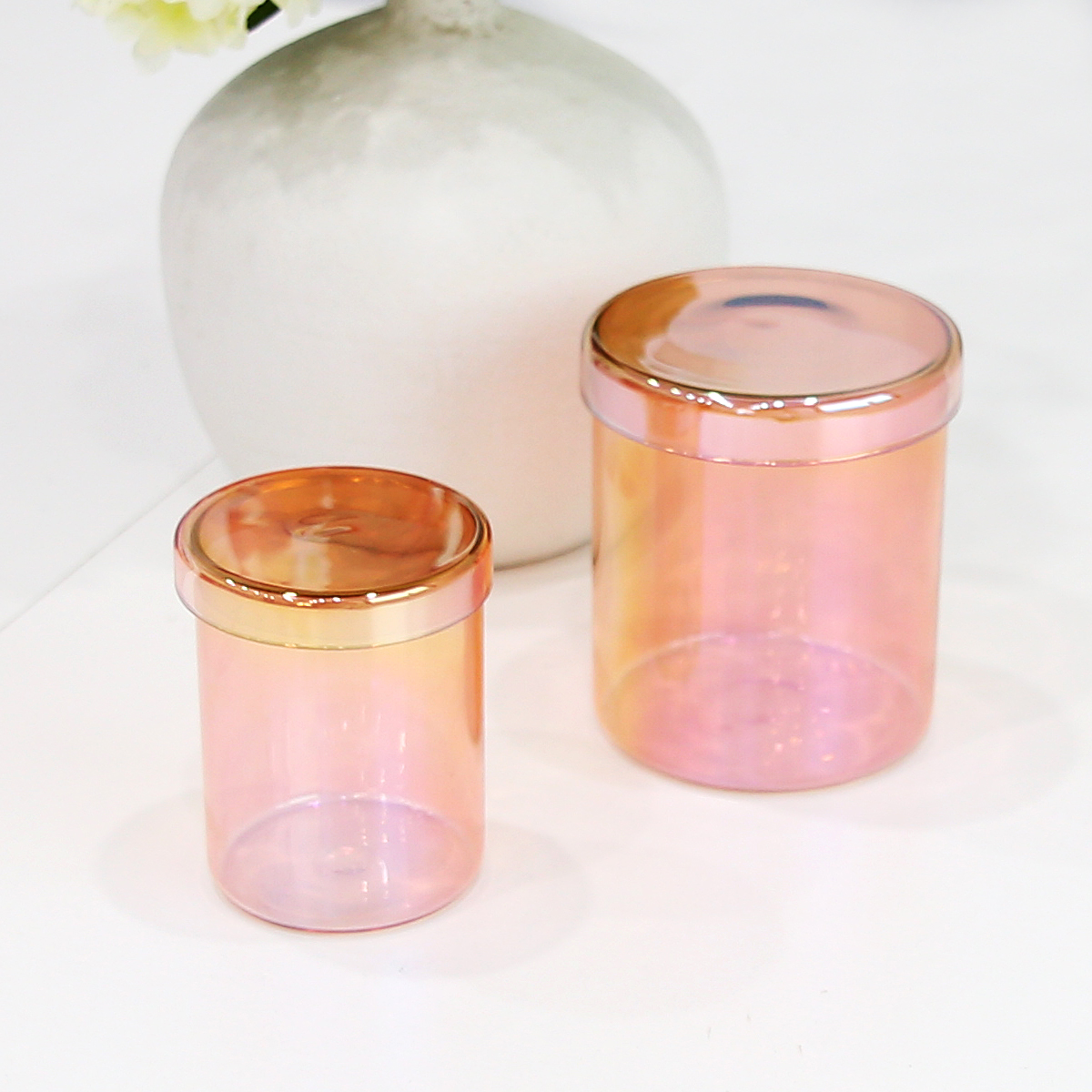 Luxury Textured Pink Decorating Votive Glass Candle Jar With Lid High Quality Textured Candle