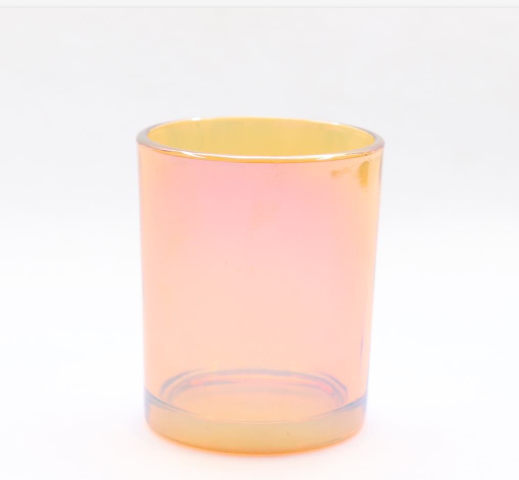 Iridescent Glass Candle Jar Colorful Glass Candle Holders 8 Oz High