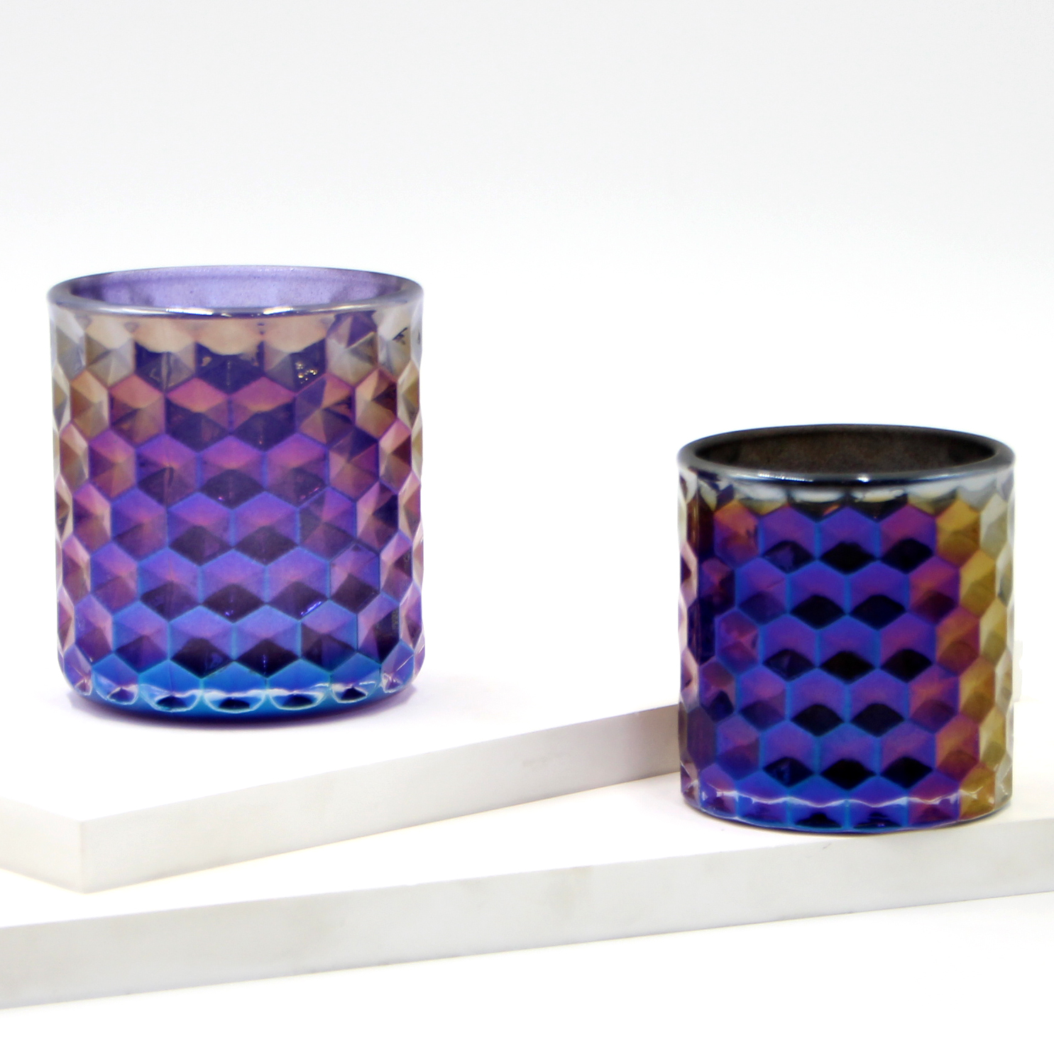 Wholesale Iridescent Honeycomb Candle Glass Candle Jar Set, High ...