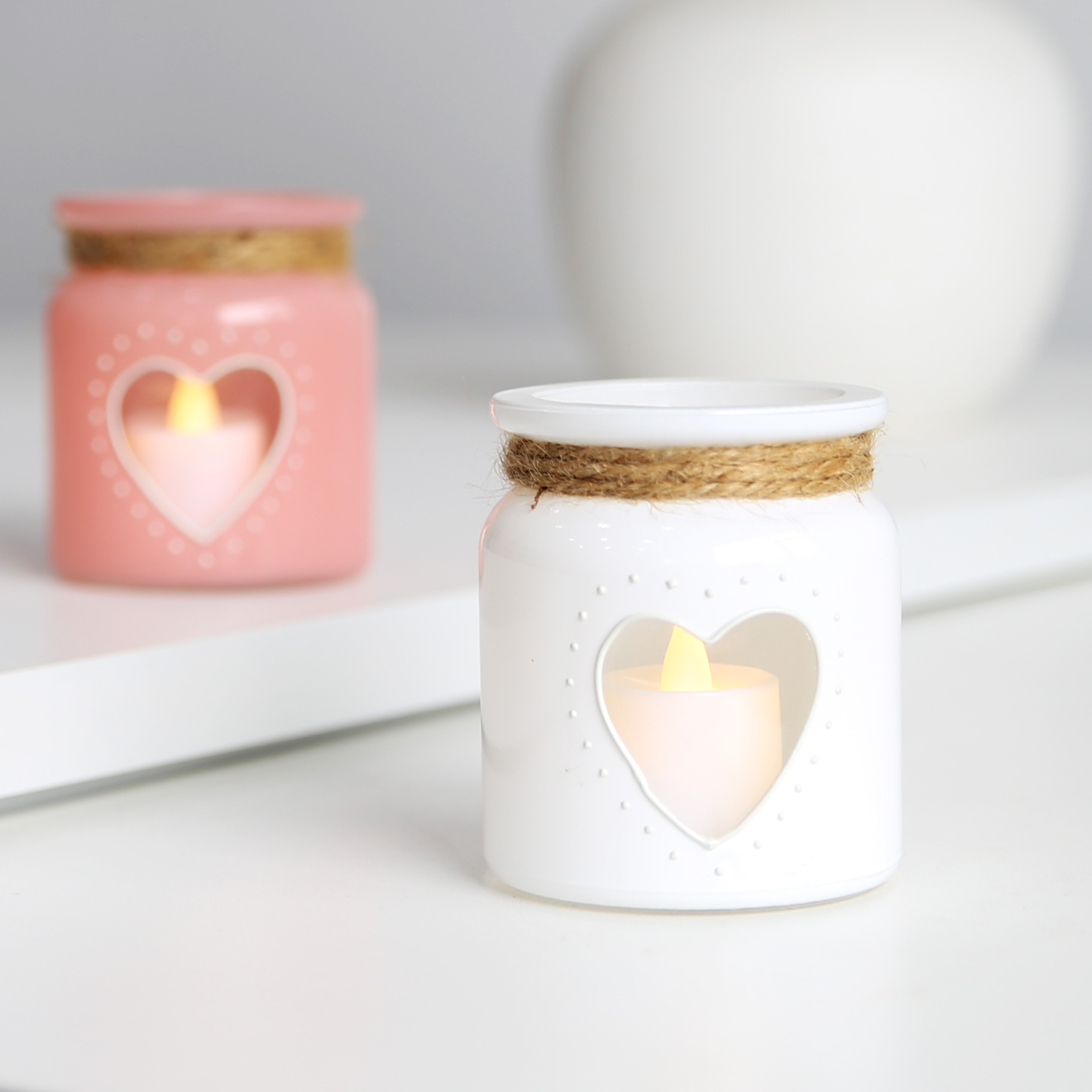 Cute Heart Shape Crystal Candle Holder Customized Votive Candle Holder