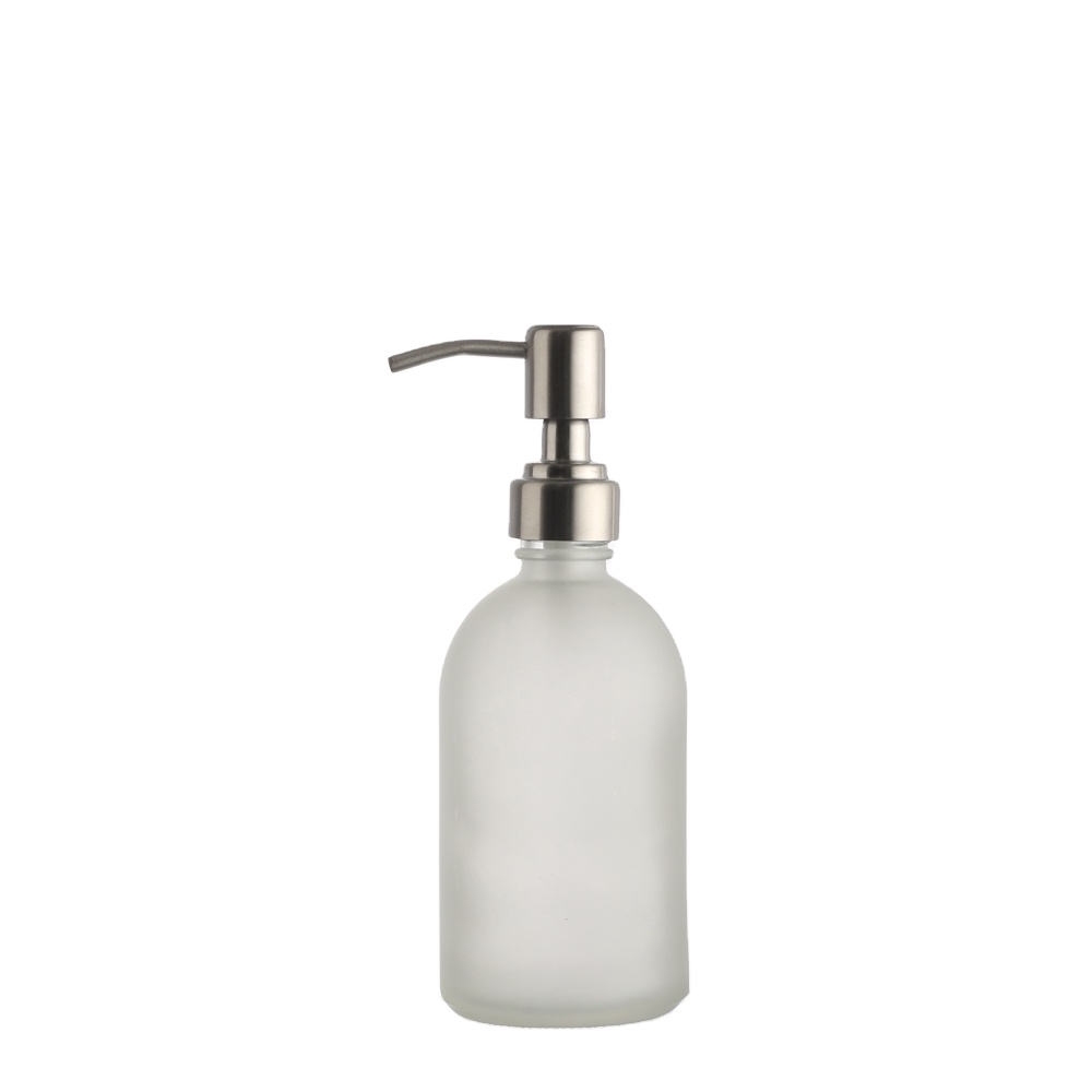 Custom cheap price 250 ml 350 ml spray white frost glass boston bottles with screw