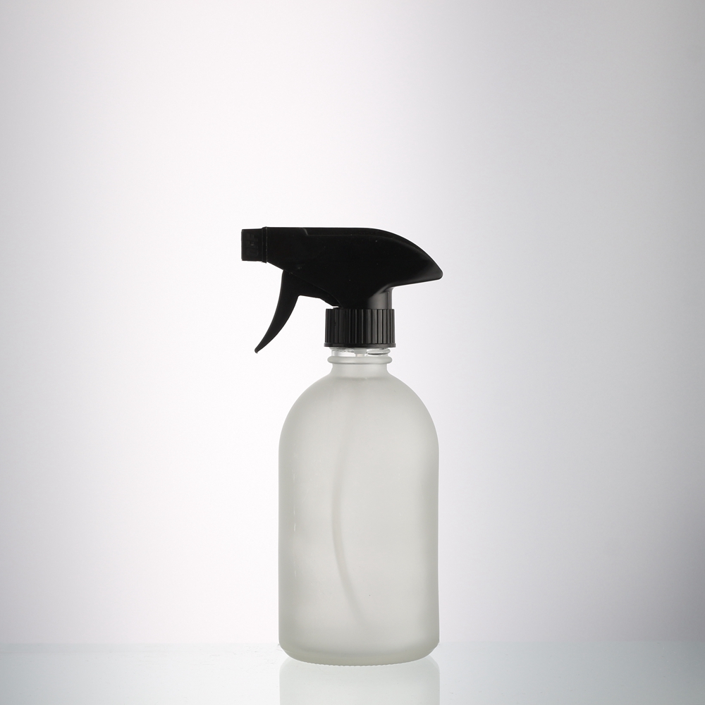 Custom cheap price 250 ml 350 ml spray white frost glass boston bottles with screw