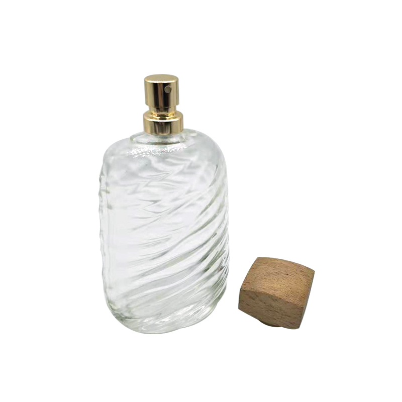 100ml spiral perfume glass bottle wooden spray cover, High Quality ...