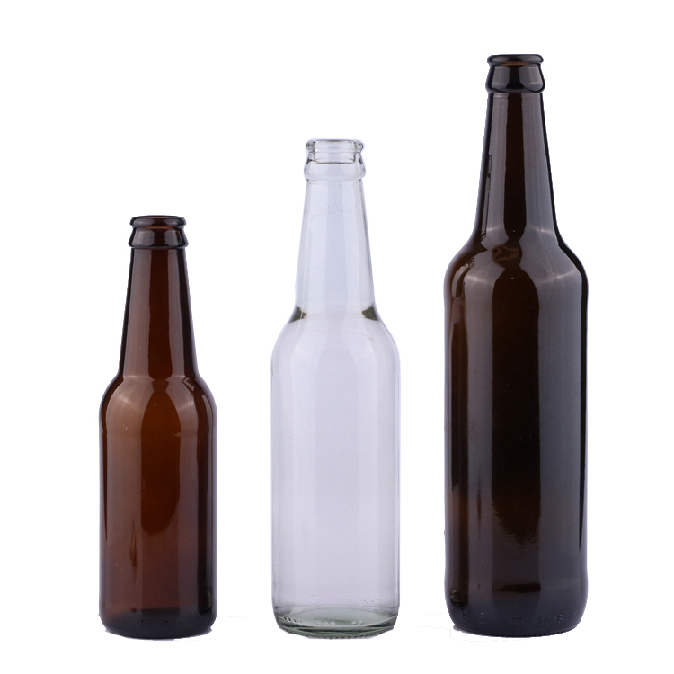 Wholesale high quality empty amber beer glass bottles 330ml botellas cerveza with crown lids 