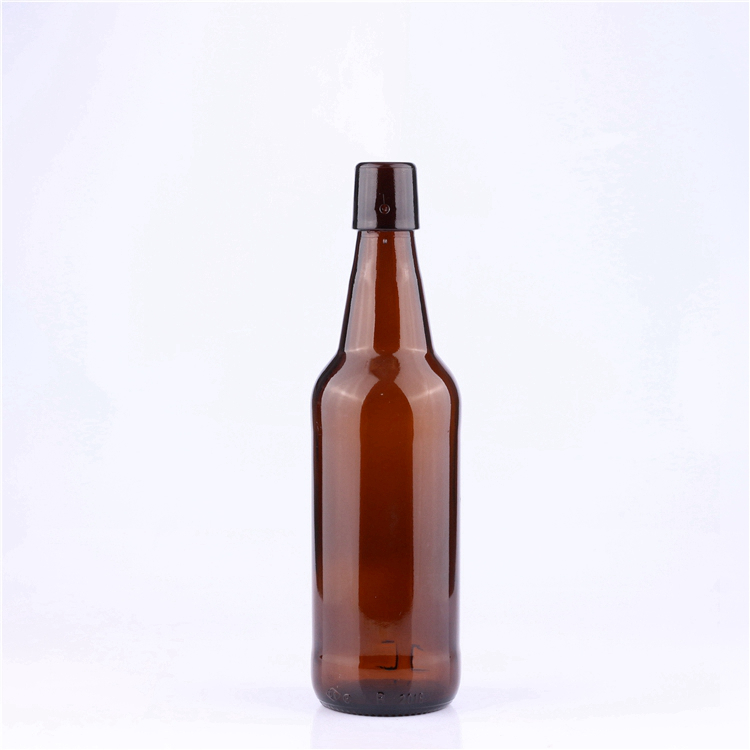 Custom high quality 500 ml brown swing top finish empty amber glass beer bottles 