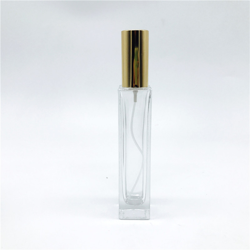 50ml clear glass square perfume bottle with gold cap, High Quality