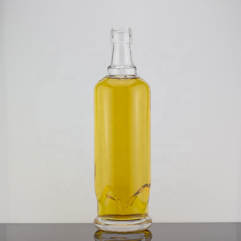 Round Shape Luxury Clear Spirits 700ml Liquor Glass Bottle With Screw ...